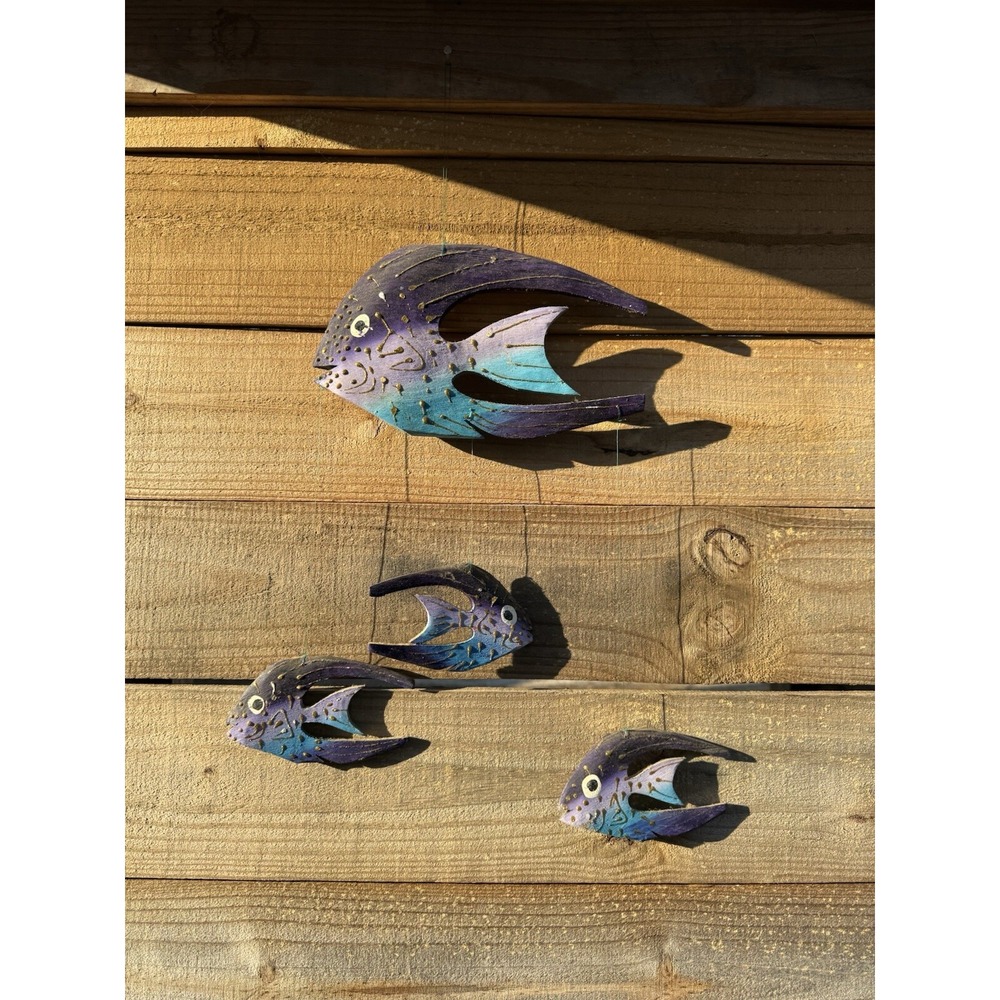 Wooden Hanging Decorative Hand Carved Hand Painted Fishโ Vintage Jamaica